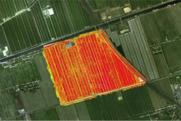 Thermal imaging of agricultural land showing heat patterns